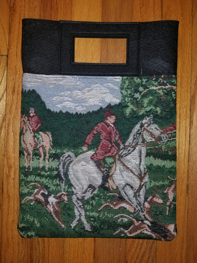 Fox Hunt Scene Foxhound Horse Tapestry Purse Computer HandBag