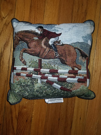 Tapestry Hunter Jumper Horse Pillow