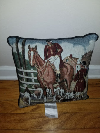 Tapestry Foxhound Hunt Horse Pillow