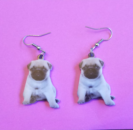 Cute Pug Dog Lightweight Earrings Jewelry