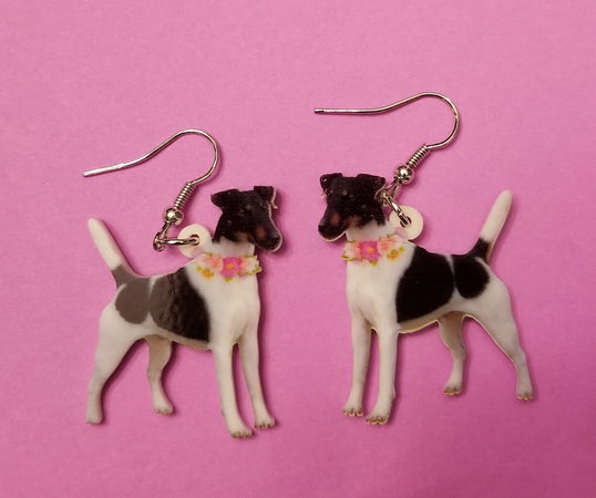 Smooth Fox Terrier Dog lightweight earrings