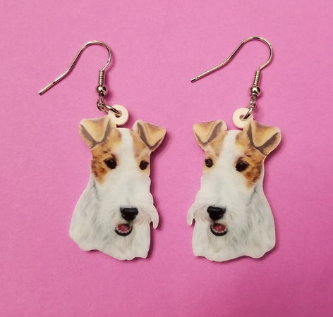 Wire Fox Terrier Dog Lightweight Earrings