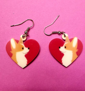 Pembroke Welsh Corgi Dog Heart Lightweight Earrings