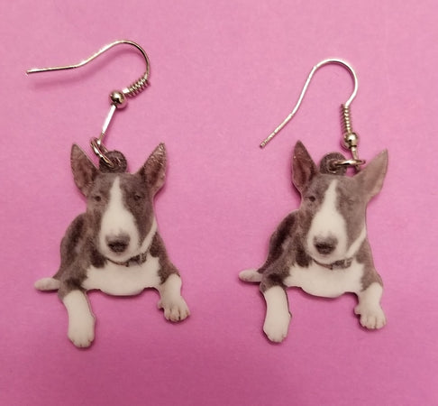 Colored Bull Terrier Dog Lightweight Earrings Jewelry