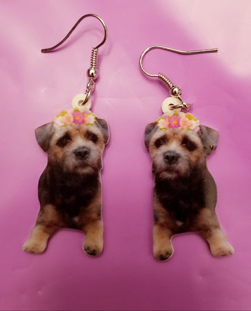 Border Terrier Earth Dog Print Lightweight Earrings