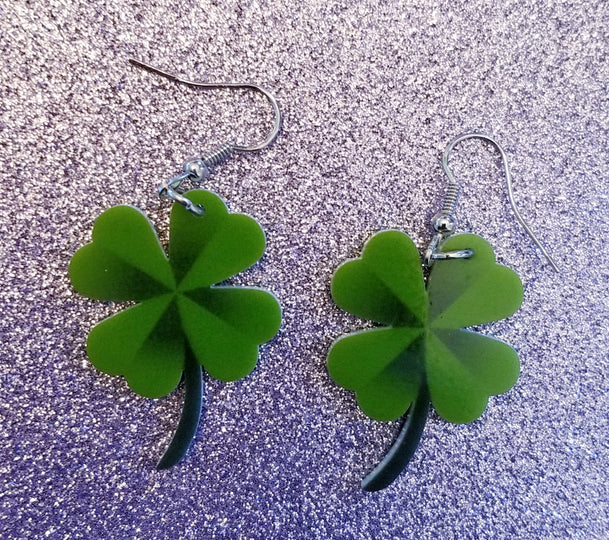 Irish Shamrock St. Patrick's Day Four Leaf Clover Lightweight Earrings Jewelry