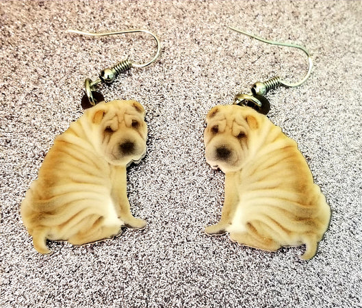 Chinese Shar Pei Dog Lightweight Earrings Jewelry