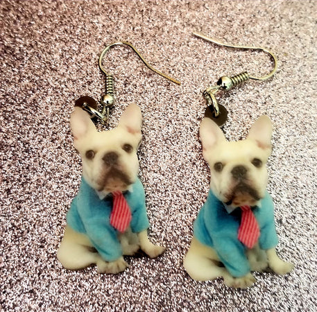 Mr. French Bulldog Frenchie Dog Lightweight Earrings Jewelry