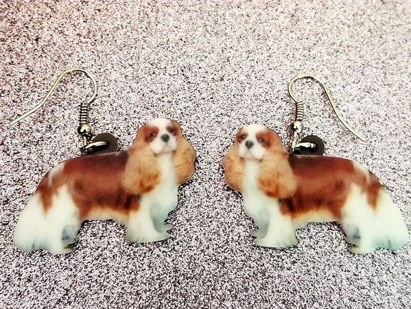Cavalier King Charles Spaniel Blenheim Ruby Dog lightweight earrings jewelry