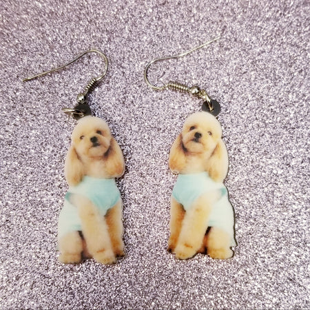 Miniature Toy Poodle Dog Design 2 Lightweight Earrings Jewelry Puppy cut