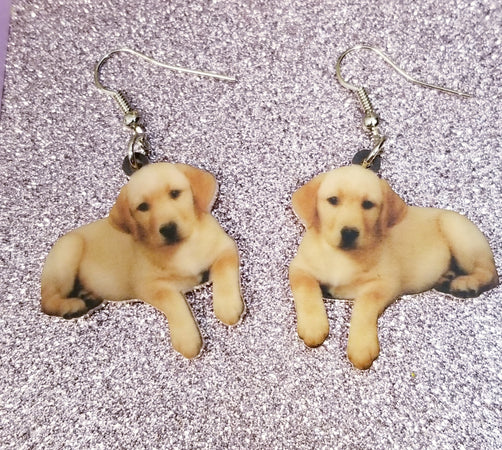 Puppy Yellow Labrador Golden Retriever Dog Design 2 Lightweight Earrings Jewelry