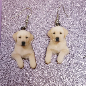 Puppy Yellow Labrador Golden Retriever Dog Design 1 Lightweight Earrings Jewelry