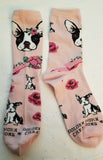 Boston Terrier Dog Pretty In Pink Ladies Socks