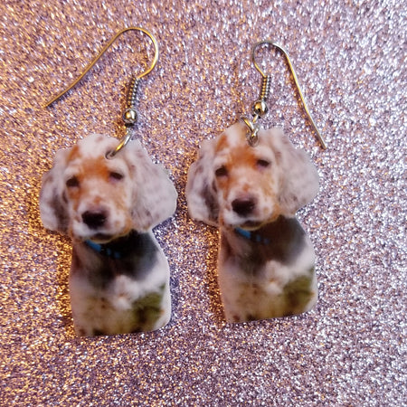 English Setter Puppy Dog Lightweight Earrings Jewelry
