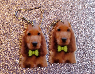 Irish Setter Puppy Dog Lightweight Earrings Jewelry