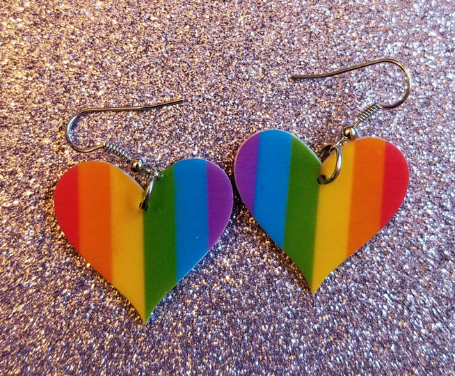 Rainbow Support LGBTQ Love Heart Lightweight Earrings Jewelry