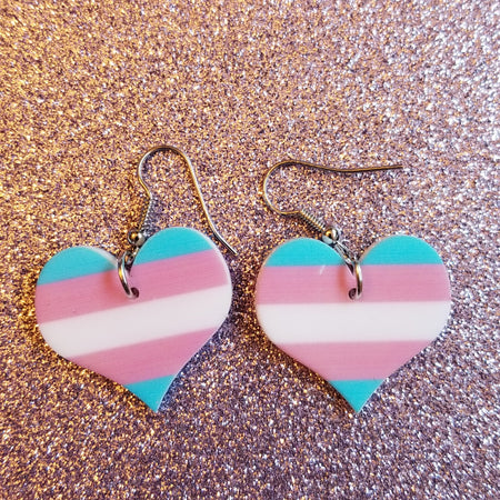 Rainbow Support LGBTQ Transgender Heart Lightweight Earrings Jewelry