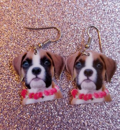 Boxer Puppy Dog lightweight earrings jewelry