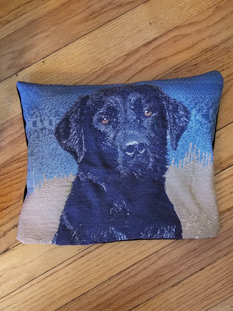 Black Labrador Retriever Dog Tapestry Throw Pillow