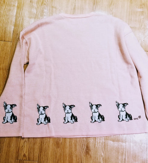 Boston Terrier Dog Ladies Pink Puppy Sweater