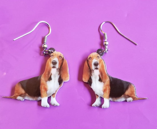Basset Hound Dog Lightweight Earrings Jewelry