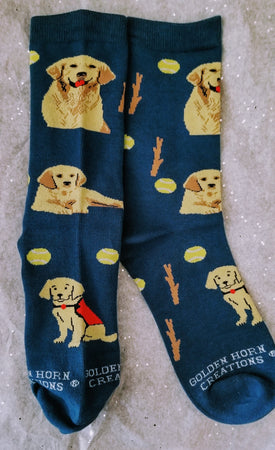 Golden Retriever Dog Breed Novelty Socks with Service Guide Dog