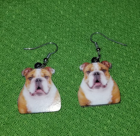 English Bulldog Dog Lightweight Earrings Jewelry