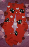 Black Kitty Cat Cupid Ladies Valentine's Day Heart Socks