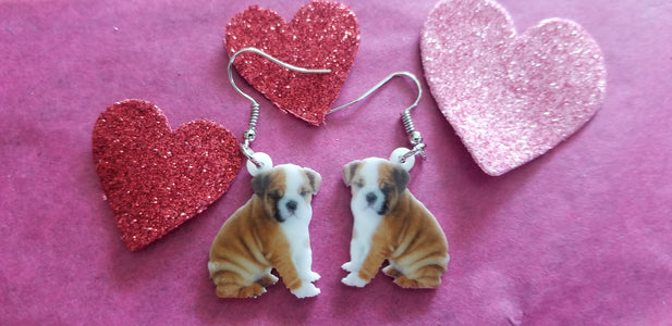 Baby English Bulldog Dog Lightweight Earrings Jewelry