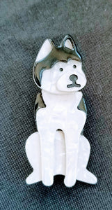 Siberian Husky Dog Acrylic Handmade Pin Brooch Jewelry
