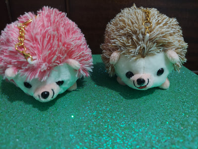 Cute Hedgehog Keychain Key Fob Purse Charm pink or beige