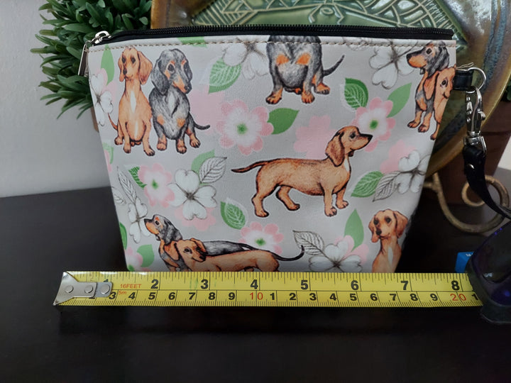 Smooth Black and Tan & Red Dachshund Doxie Dog Makeup Bag Clutch Purse