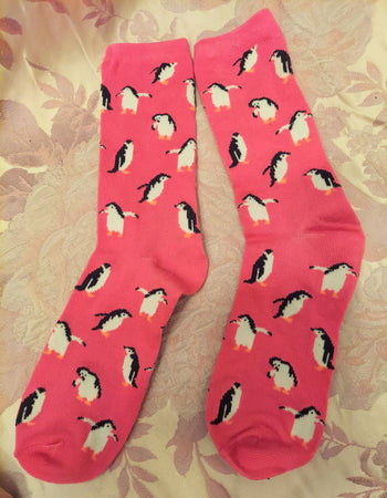 Emperor Penguin Dressed in Tuxedo Hot Pink Women's Socks