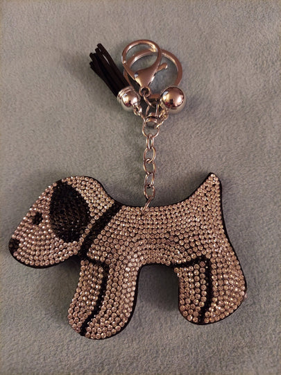 Kitty Cat & Puppy Dog Crystal Rhinestone Keychain, Key Fob Purse Backpack Charm