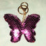 Reversible Sequin Papillion Butterfly Keychain Key Fob Purse Charm pink or blue