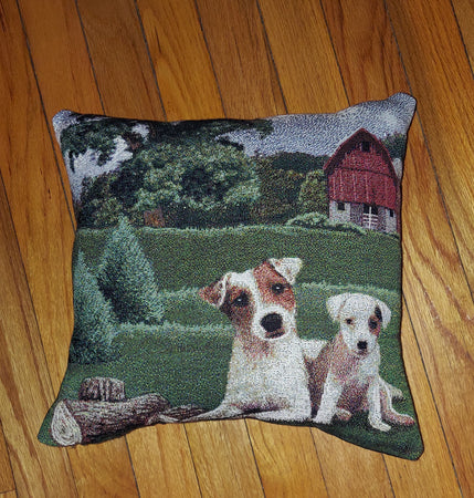 Tapestry Jack Russell Parson Terrier Dog Pillow
