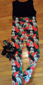 Dalmatian and Roses Dog Ladies Leggings Activewear