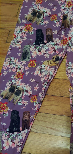 Chinese Shar Pei Dog Breed Ladies Leggings Perfect for Walking the Dog