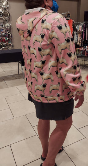 Pretty in Pink Pug Dog Hoodie Jacket