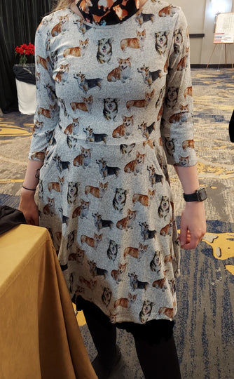 Pembroke Welsh Corgi Dog Jersey Tunic Dress with Pockets