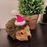 Small Christmas Holiday Hedgehog Plush Dog Toy with Santa Claus Hat