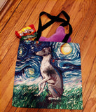 Italian Greyhound Dog Starry Night Tote Bag, School Book Bag