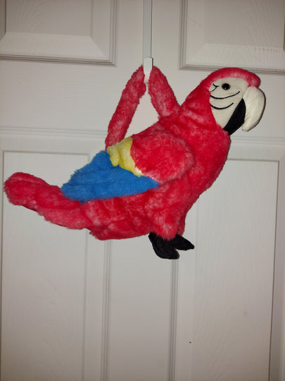Plush Red Scarlet Macaw Parrot Bird Handbag Purse zipper Children Toy