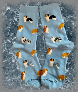 Brand New Ladies Shetland Sheepdog Sheltie Socks in Blue