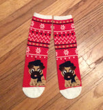 Ladies Red Winter Pug Dog Socks Sale