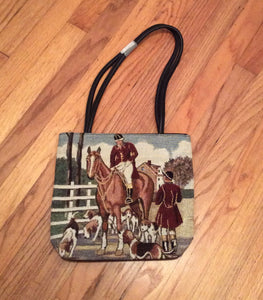 Ladies Tapestry Fox Hunt Horse and Hound Purse
