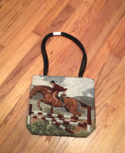 Ladies Tapestry Hunter Jumper Steeplechase Horse Purse Handbag