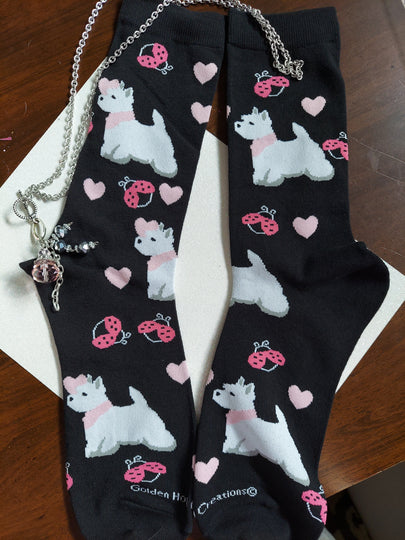 Spring time West Highland White Terrier Westie Dog Ladies Socks