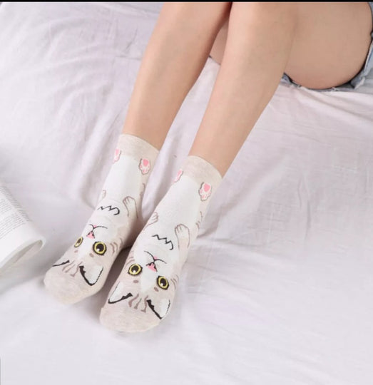 Sweet Cat Will Always Be Looking At You Ladies Socks 5 Colors to Choose from