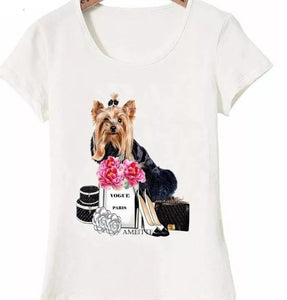 Yorkshire Terrier Dog Vogue Ladies T-Shirt Elegant